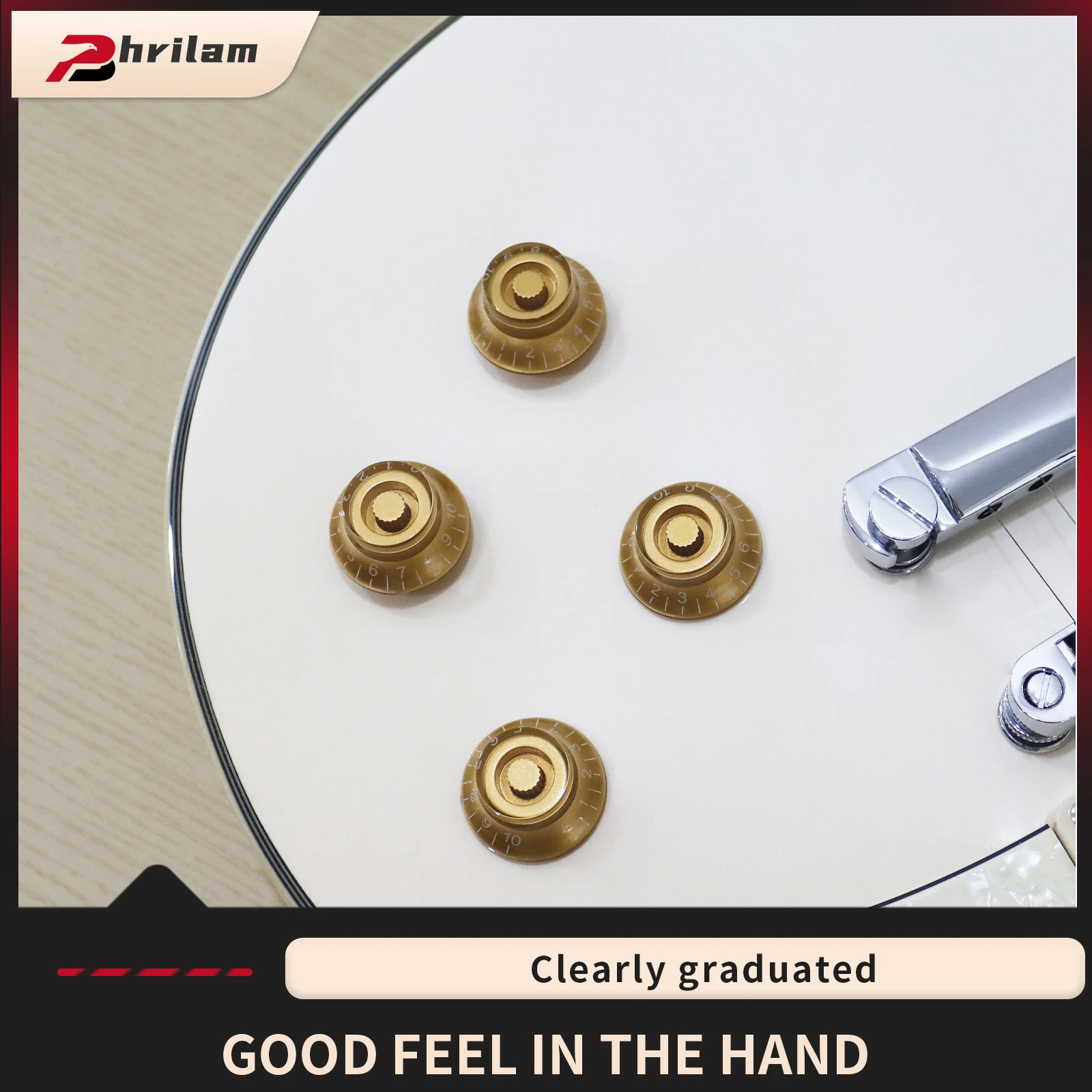 PHRILAM 4pcs LP Guitar Knobs Top Hat Style Speed Control Knobs, 18 Splines, Compatible with LP Style Electric Guitar