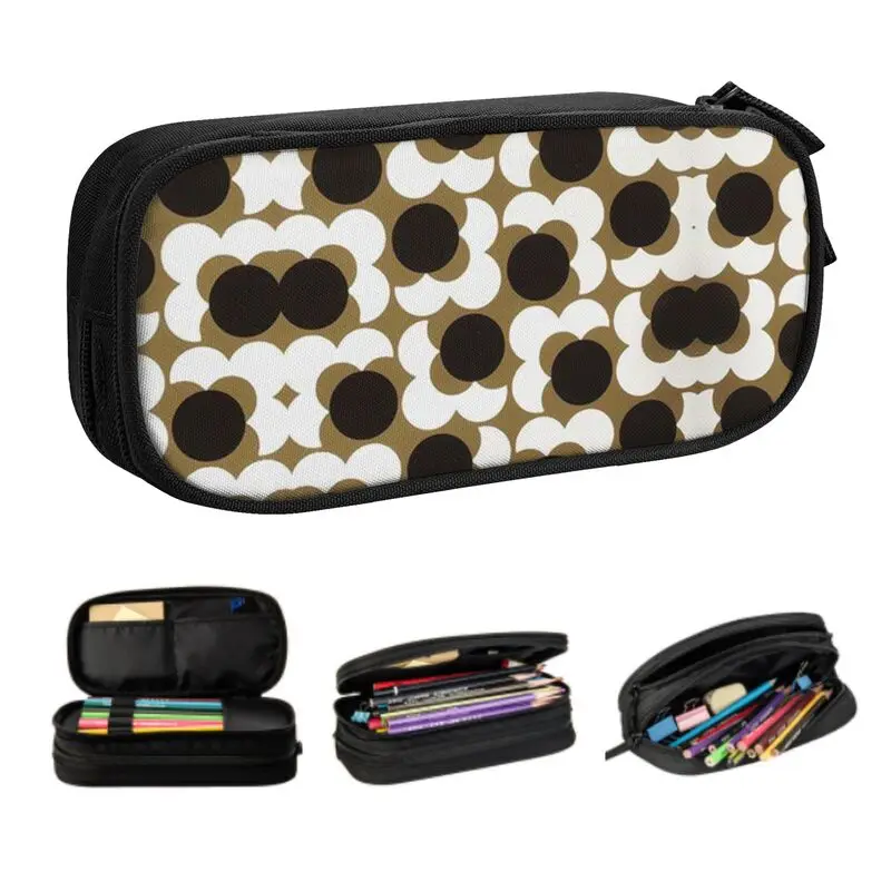 Orla Kiely Wallpaper Korean Pencil Cases Boys Gilrs Big Capacity Flowers Floral Retro Pencil Pouch Students Stationery