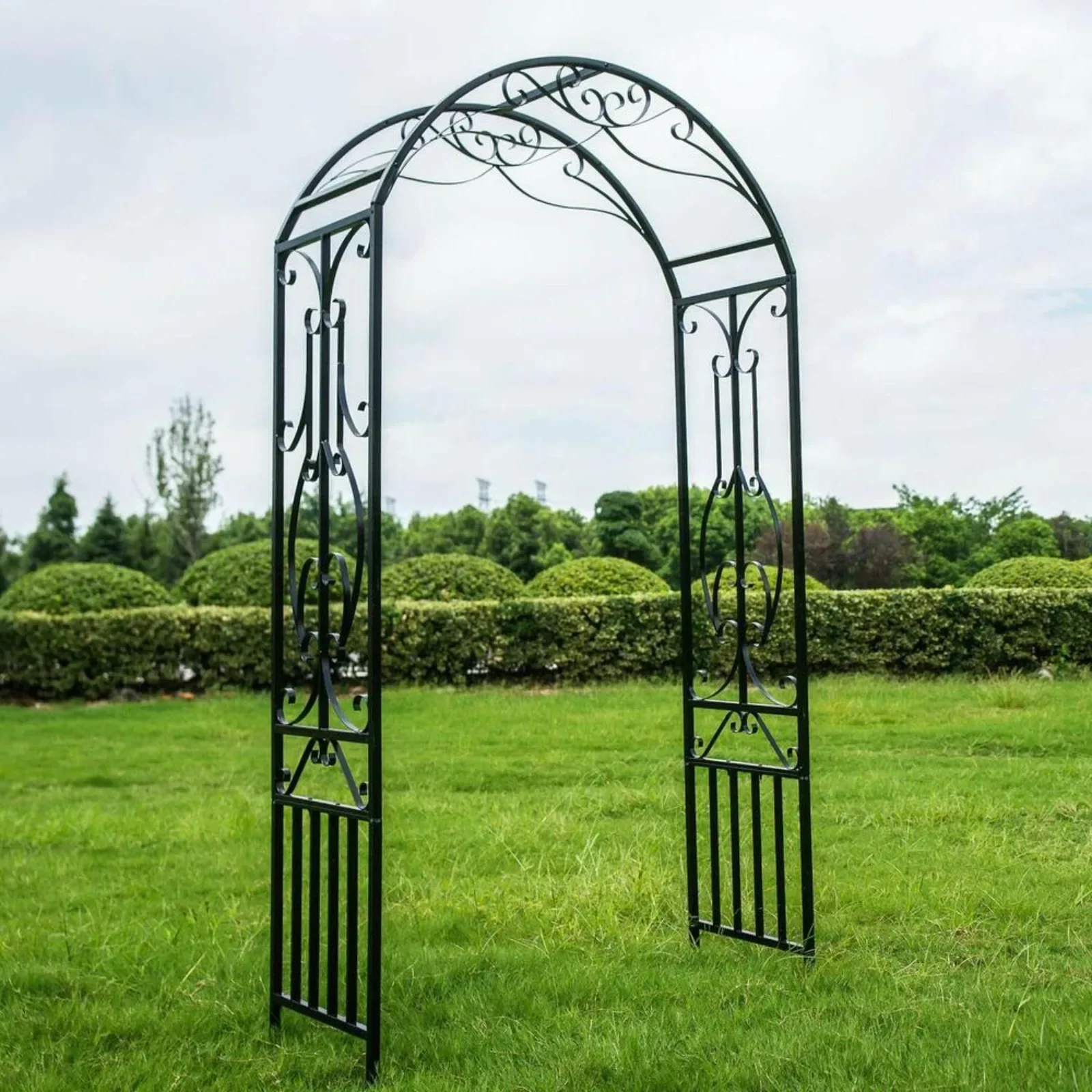 US Garden Archway Arch Arbor Trellis Yard Decor Wedding Patio Iron Structure Gate