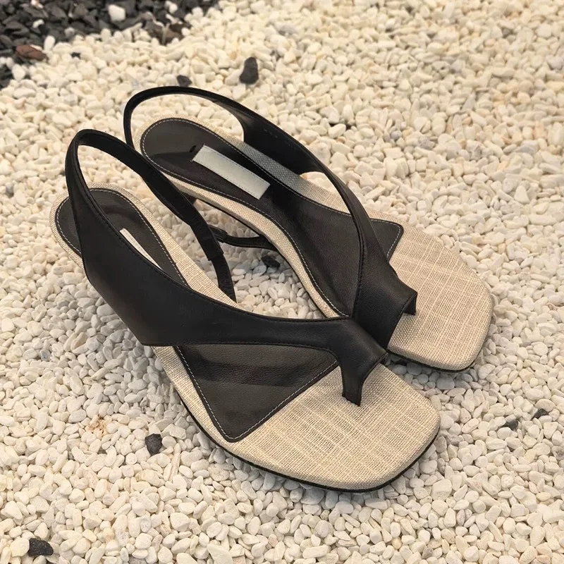 

Retro Women Shoes Luxury Genuine Leather High Heeled Sandals for Woman Exquisite French Casual Shoe Designer Shoes Zapatos Mujer
