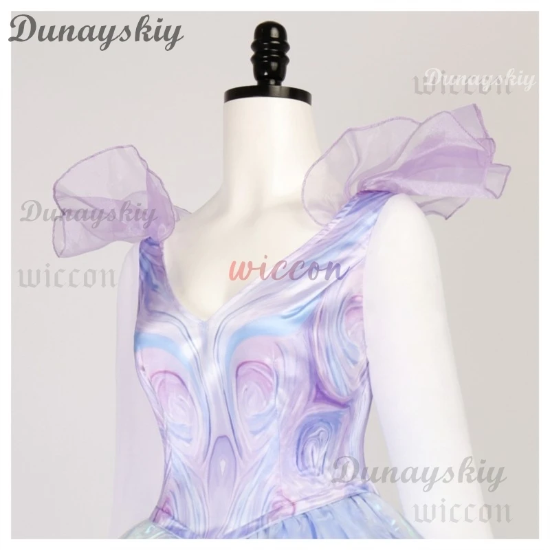 أزياء شريرة غليندا التأثيرية فستان الأميرة الأرجواني غليندا زي الساحرة للنساء والفتيات للحفلات التنكرية مع مجموعة كاملة من الشعر المستعار