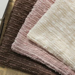 Striped Wrinkled Chiffon Hook Embroidered Fabric Fairy Style Wedding Dress Sewing Tulle Mesh Fabric