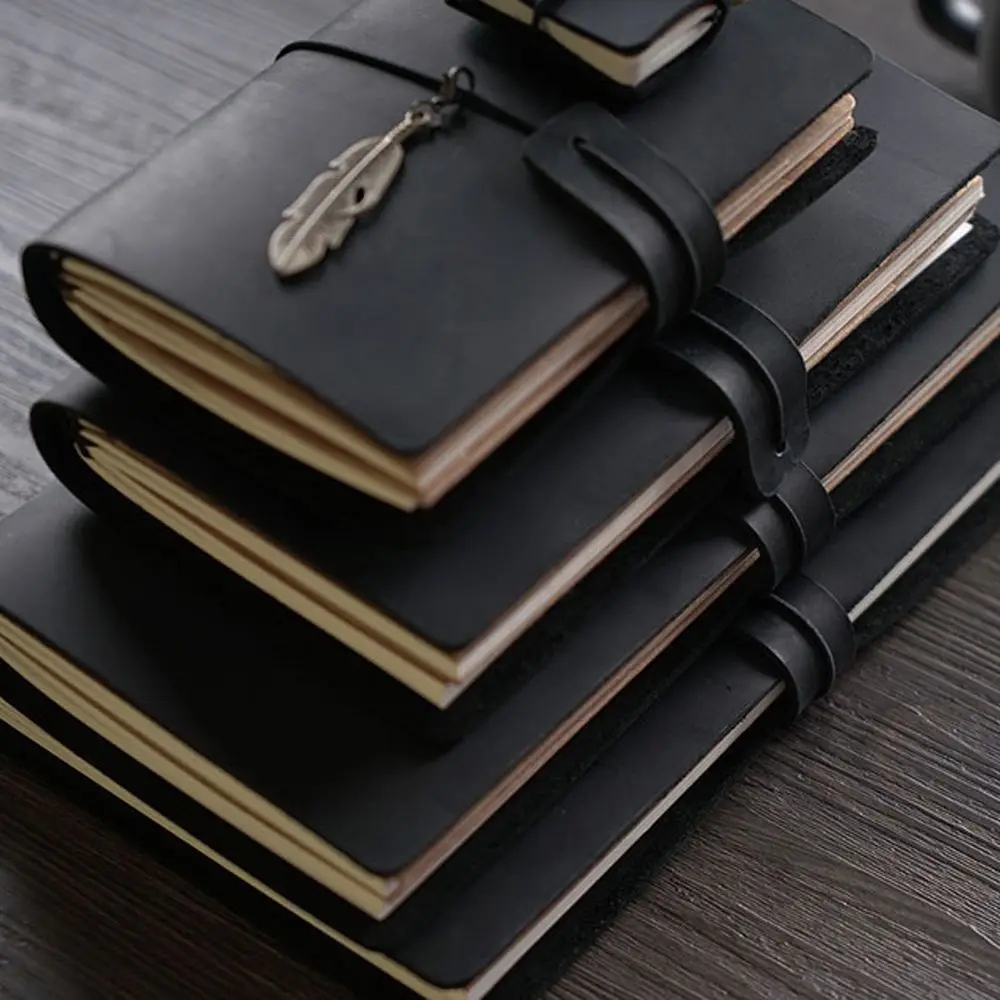 مكتب هدية المسافر جلد البقر مجلة كراسة الرسم مذكرات الجلود دفتر السفر جلد طبيعي خمر دفتر