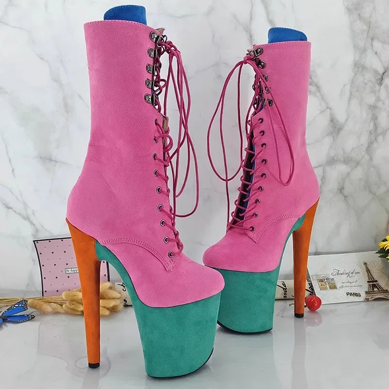 New Multicolored Suede Fashion 20CM/8 Inches Pole Dancing Shoes High Heel Platform Women's Modern Boots