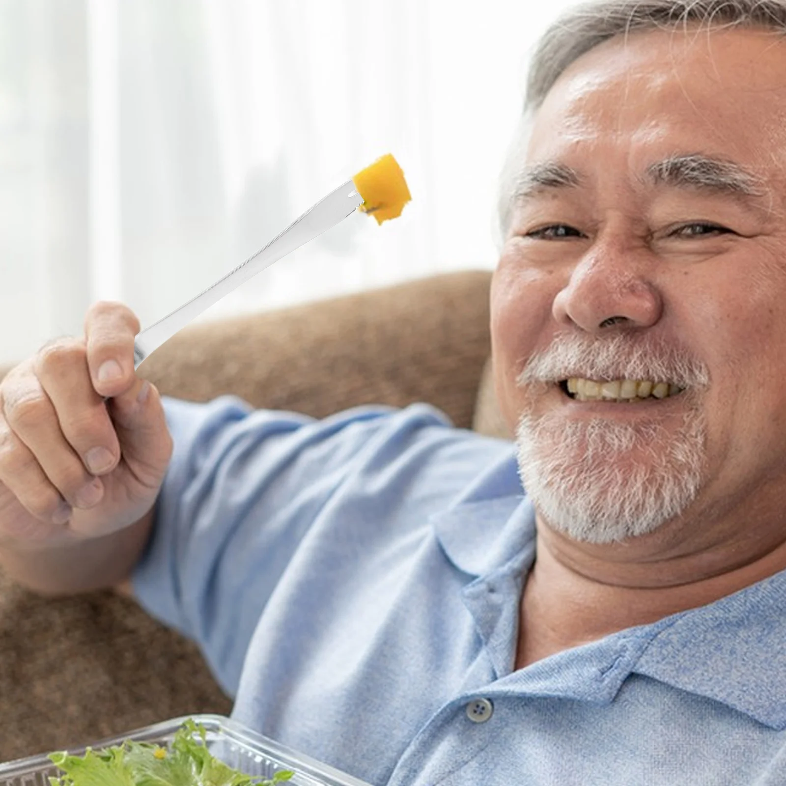 

2Pcs Elderly Utensil Set Ergonomic Curved Spoon Fork Self Feeding Adaptive Eating Tool Disabled Travel Home Use