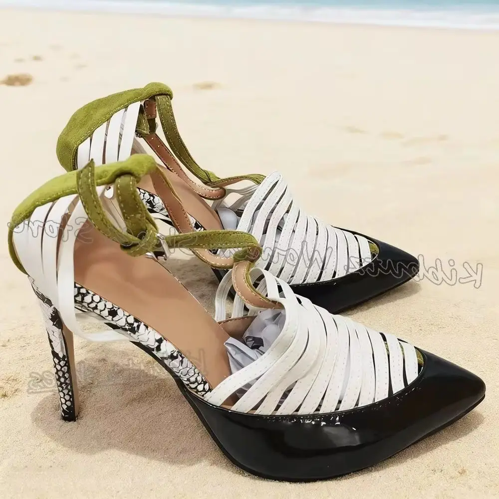 

Mixed Color Pumps Belt Buckle Luxury Leather Fashion Concise Elegant Novelty Sexy Women Party Dress Shoes New Pointy Thin Heels