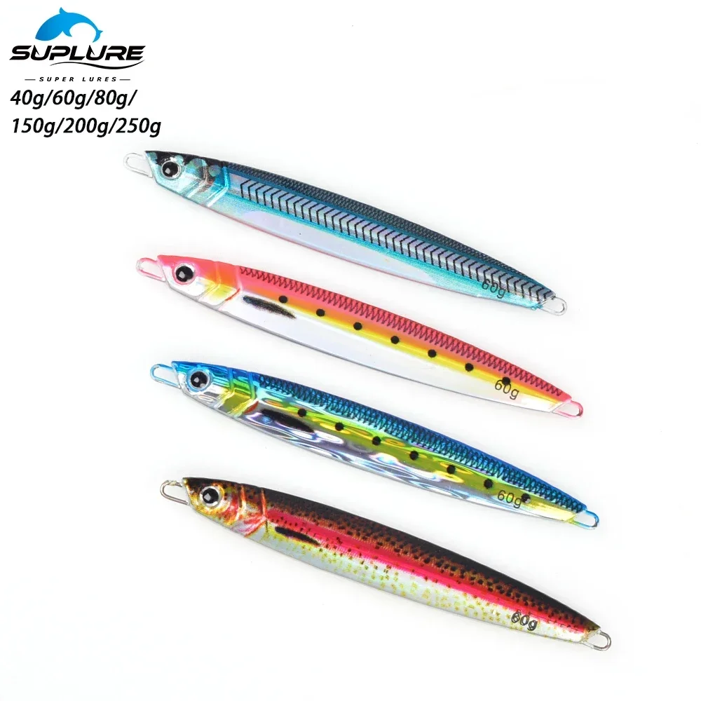 SUPERLURES Metal Jig 40g-250g Laser Paper Fast Sinking Slow Sinking Jigging Lure Saltwater Fishing Lure Artificial Hard Bait