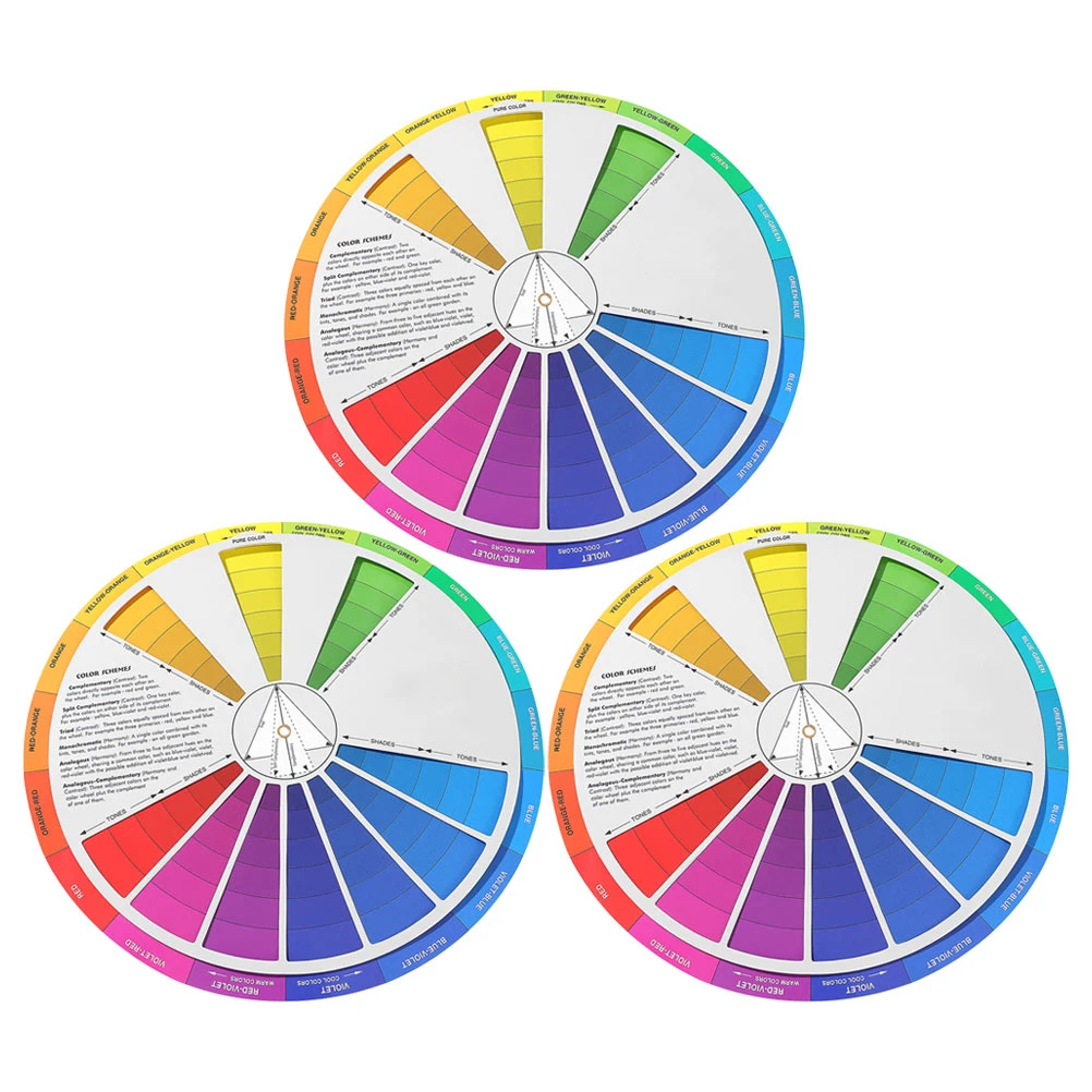 

3 Pcs Color Card Ink Paints Mixing Blending Tool Colour Wheel for Artist Learning Paper Guides