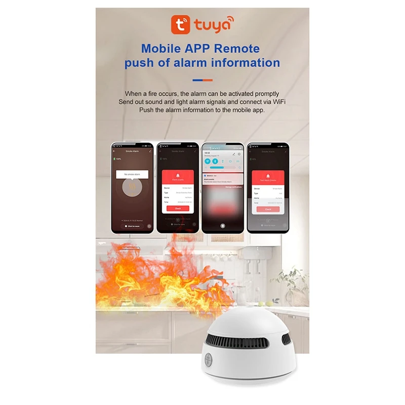 Nuovo rilevatore di fumo Tuya Zigbee Rilevatore di fumo antincendio Sensore domestico Allarme antincendio Rilevatore di calore Durata di 10 anni
