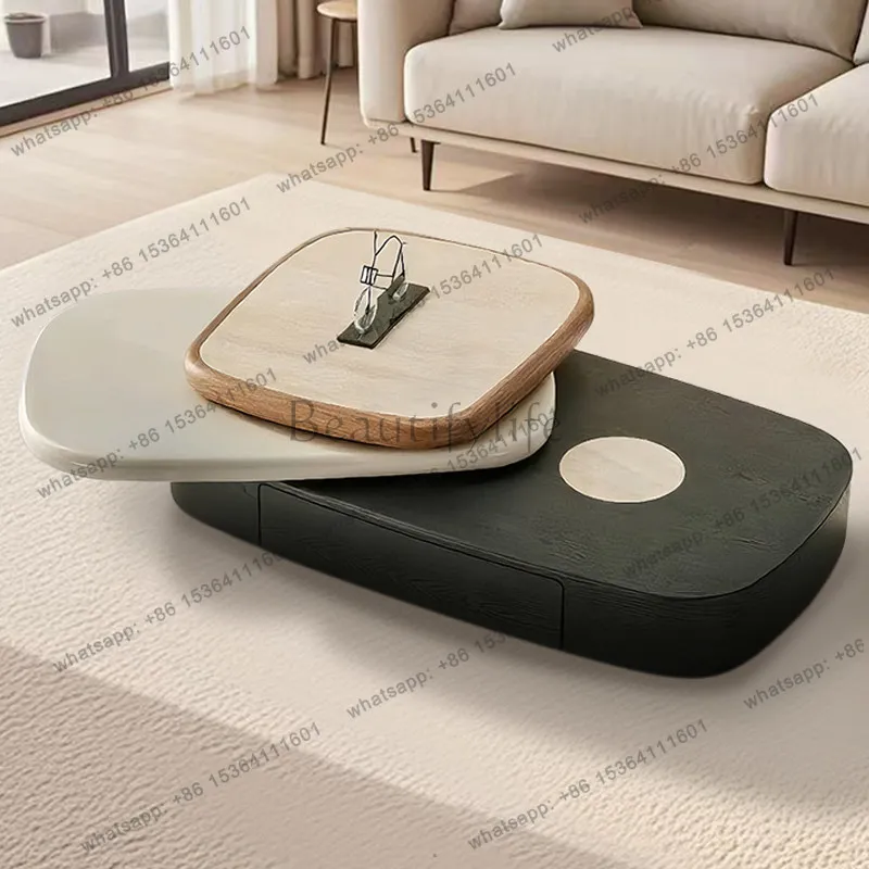 Italian minimalist rotating coffee table creative suspension size apartment high-end tea table pebble coffee table