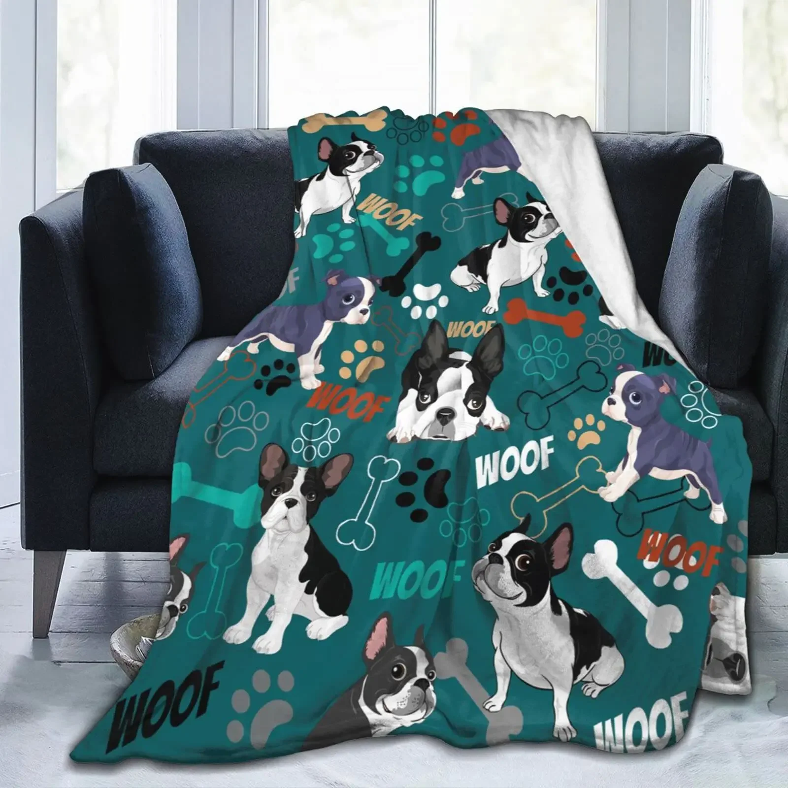 Boston Terrier Blanket Soft Cozy Boston Terrier Cute Puppy Dog Throw Blanket for Kids Girls Women Adults Boston Dog Lover Gifts