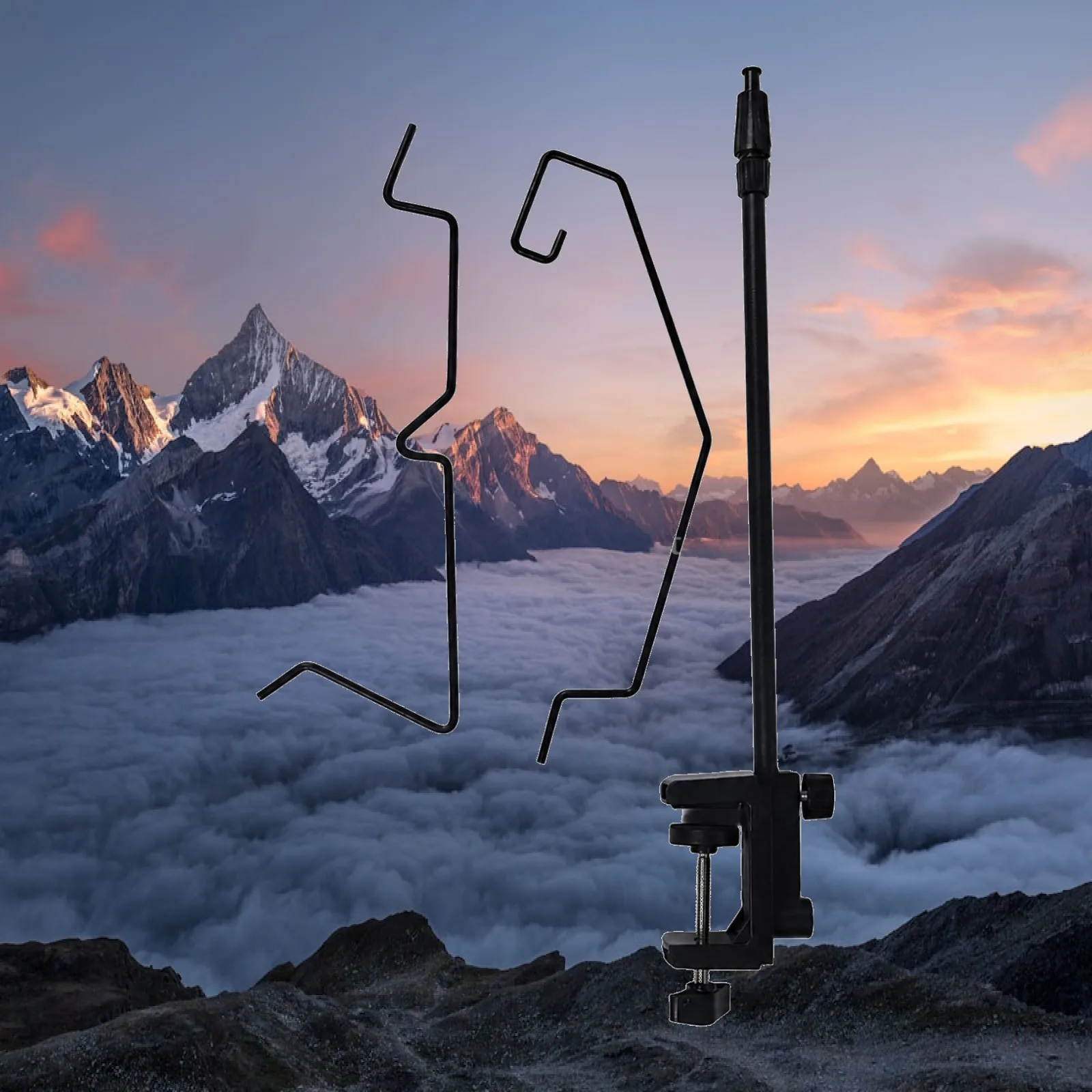 Lamp Pole Telescopic Telescoping Camping Lamp Stand Lantern Hanger with Hooks Lightweight for Campsite, Picnic Table