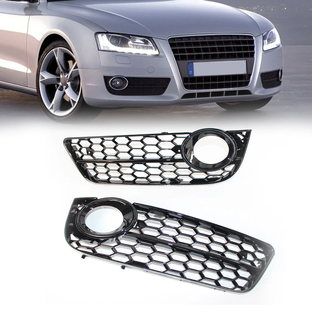 Front Bumper Honeycomb Mesh Grill 8T0807682 8T0807681 Car Front Fog Light Bumper Grille for Audi A5 Coupe/Sportback 2008-2012