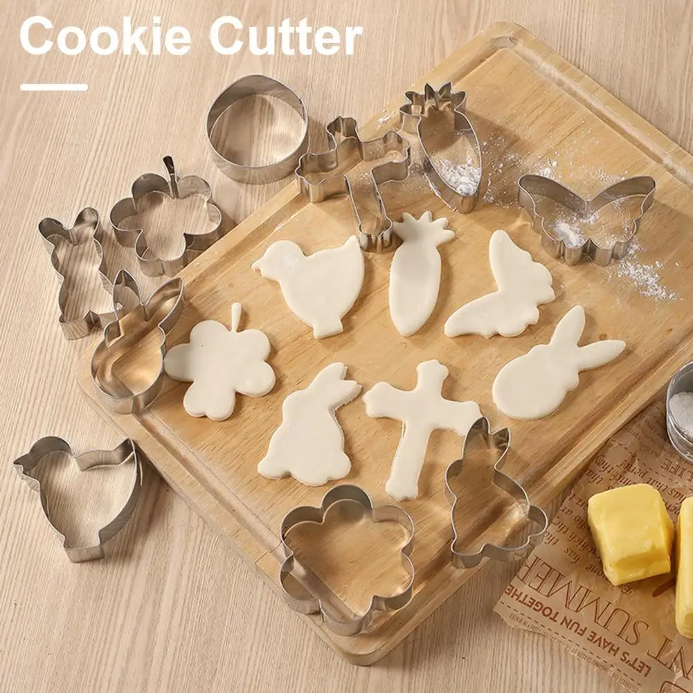 Stainless Steel Cookie Cutter Set Easter Cookie Cutter Set with Bunny Egg Flower Shapes Stainless Steel Baking Tools for Cakes