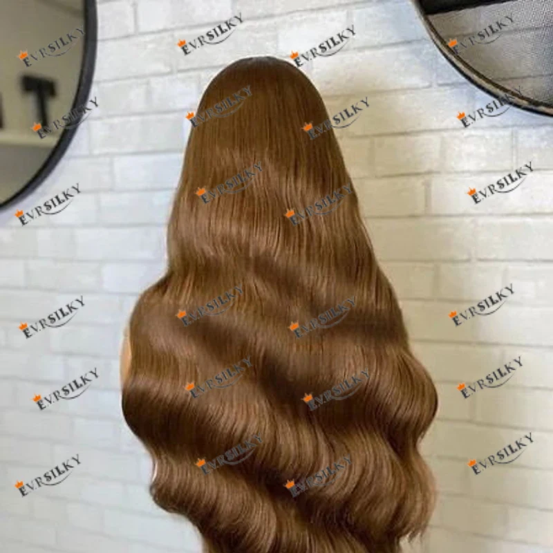 Perucas de cabelo humano franja para mulheres negras, onda profunda do corpo, perucas de renda cheia, desgaste diário natural, marrom dourado caramelo