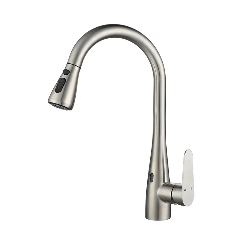 

Bathroom Accessories: Stainless Steel Induction Brushed Washing Basin, Pull-out Rotating Kitchen Hot and Cold Faucet