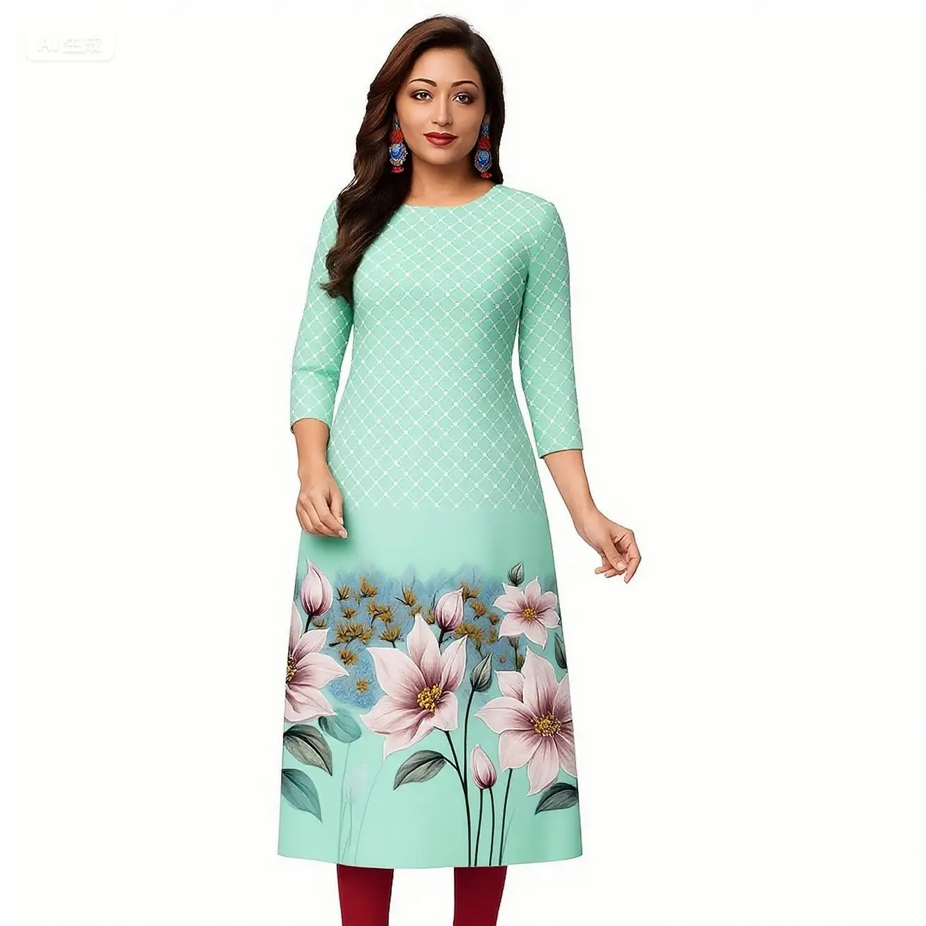 Abito da donna musulmano casual comodo Kurt Abito a tubo dritto etnico pavone Abito Donna Musulmana Abito da preghiera per ragazze