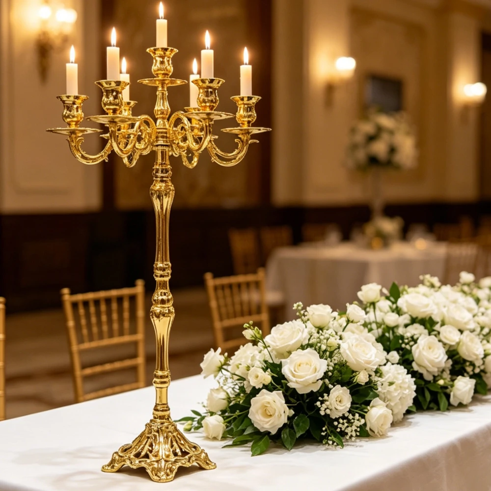 80 to 130cm)4 to 10pcs sliver/Gold Crystal 5-Arm Candelabra Floor-Standing Candle Holder Ceremony Prop Wedding Candlestick for