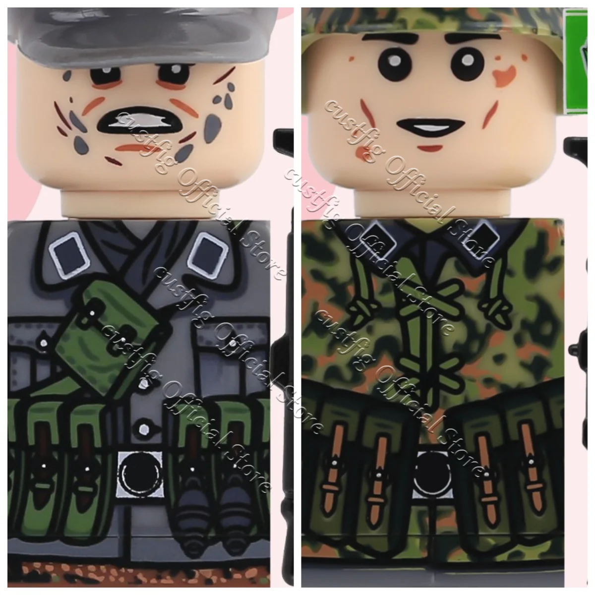 MOC Militär Armee Soldaten Figuren Zubehör Bausteine Infanterie Deutsche Preußische Tarnfarben Krieger Gewehr Bausteine Jungen Spielzeug Geschenk