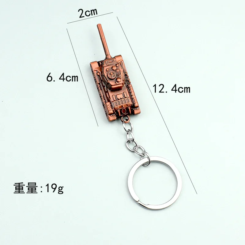 Metal World Of Tanks Keychains Punk Weapon Model Pendant Keyring for Men Car Key Chain Backpack Decor Kids 3D Toy Gifts