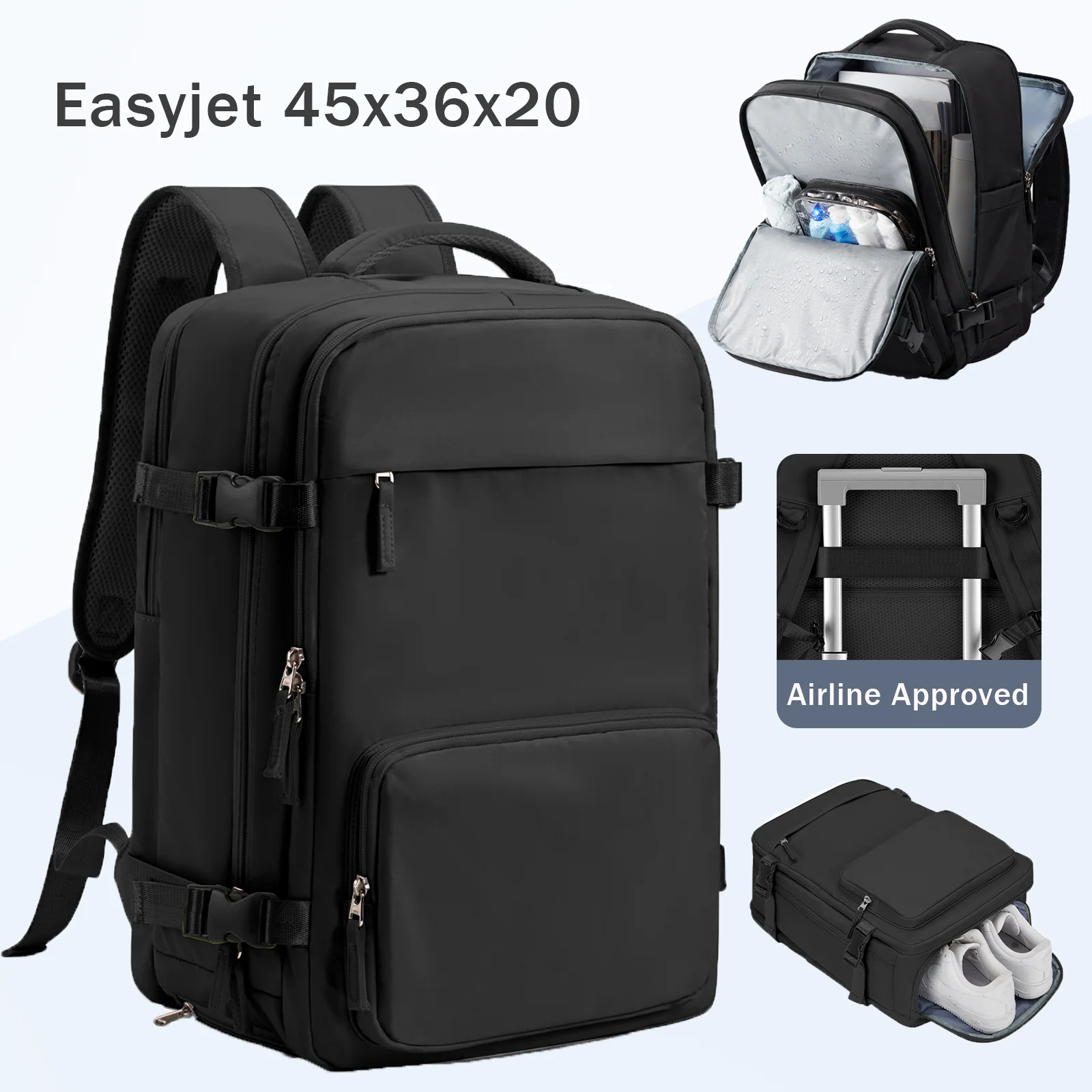 Cabin Bag Travel Backpack Airplane Easyjet 45x36x20 Carry-ons Hand Luggage Men Women Backpack 15.6 inch Laptop Backpack Busines