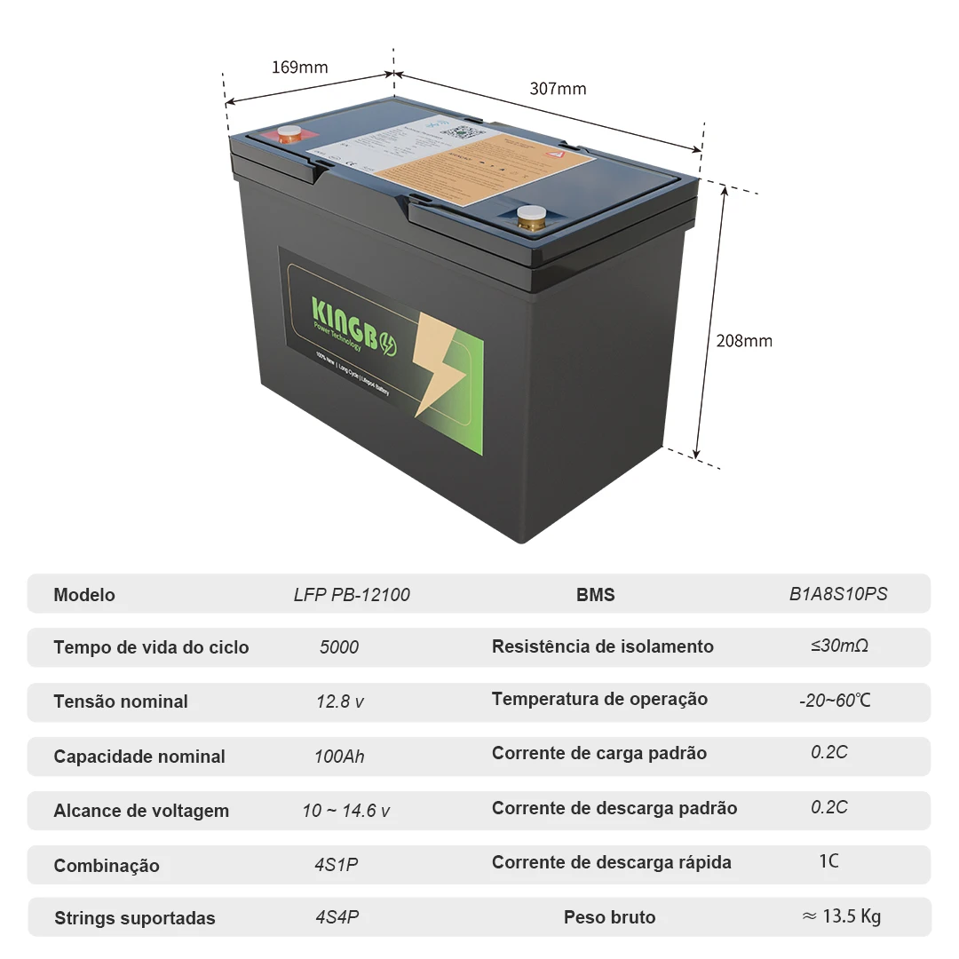 حزمة بطارية Kingbo Power 12.8V 100AH Lifepo4 لنظام الطاقة الشمسية والمركبات الكهربائية المدمج في بلوتوث JK BMS 12V Power Pack