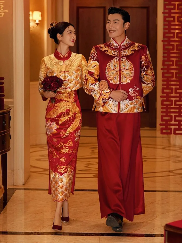 

New style of cheongsam toasting dress Chinese-style wedding return home engagement