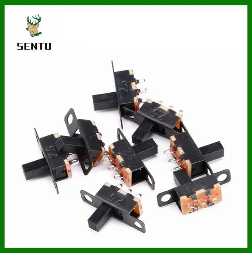 10/20pcs 50V 0.5 A SS12F15 Mini Size Black SPDT Slide Switch for DIY Power Electronic Projects G6 1P2T Toggle Switch Handle 6mm