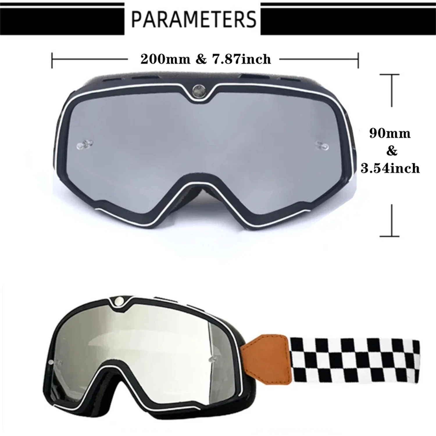 Retro Motorcycle Goggles Ski Glasses Motocross Sunglasses Vintage Eyewear Helmet Cycling Racing Cafe Racer Chopper MTB ATV