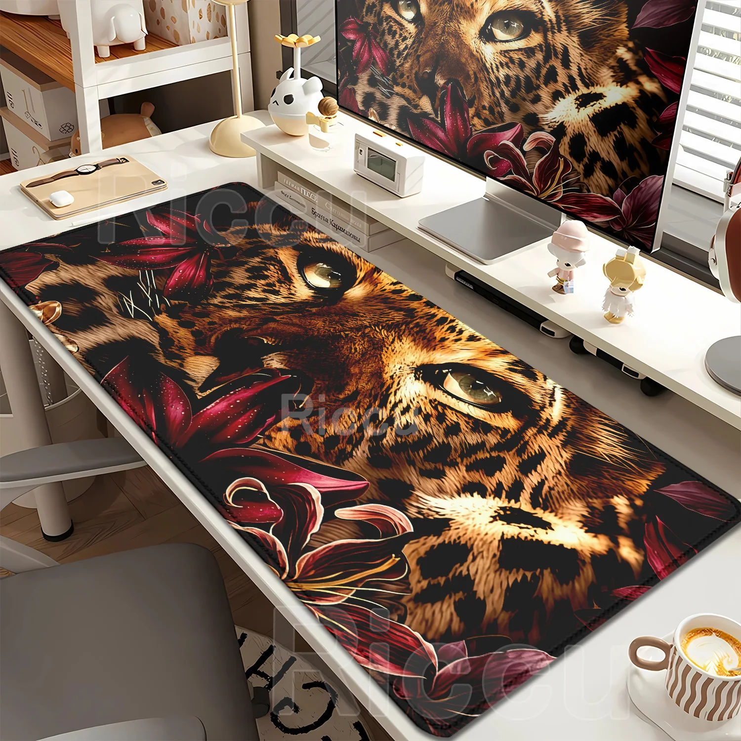 Leopard Mouse Pad Extended Pads Large Gaming Non-slip Gamer Keyboard Mousepads Laptop Natural Rubber Tablet Mat PC Playmat