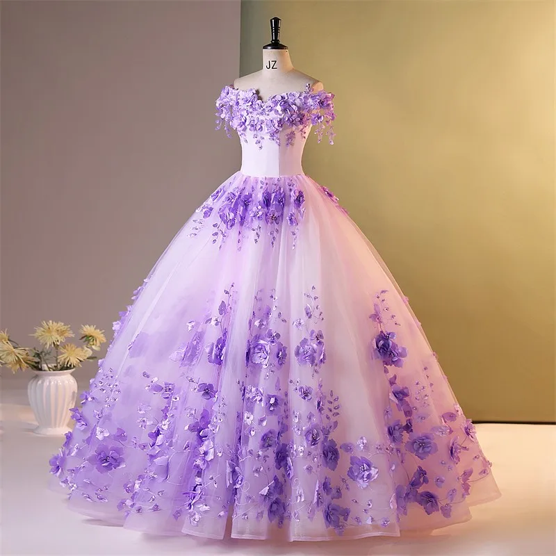 Luxury Party Dress 2024 New Sweet Flower Formal Gown Elegantcourt Train Boat Neck Bespoke Occasion Dresses Prom Dresses