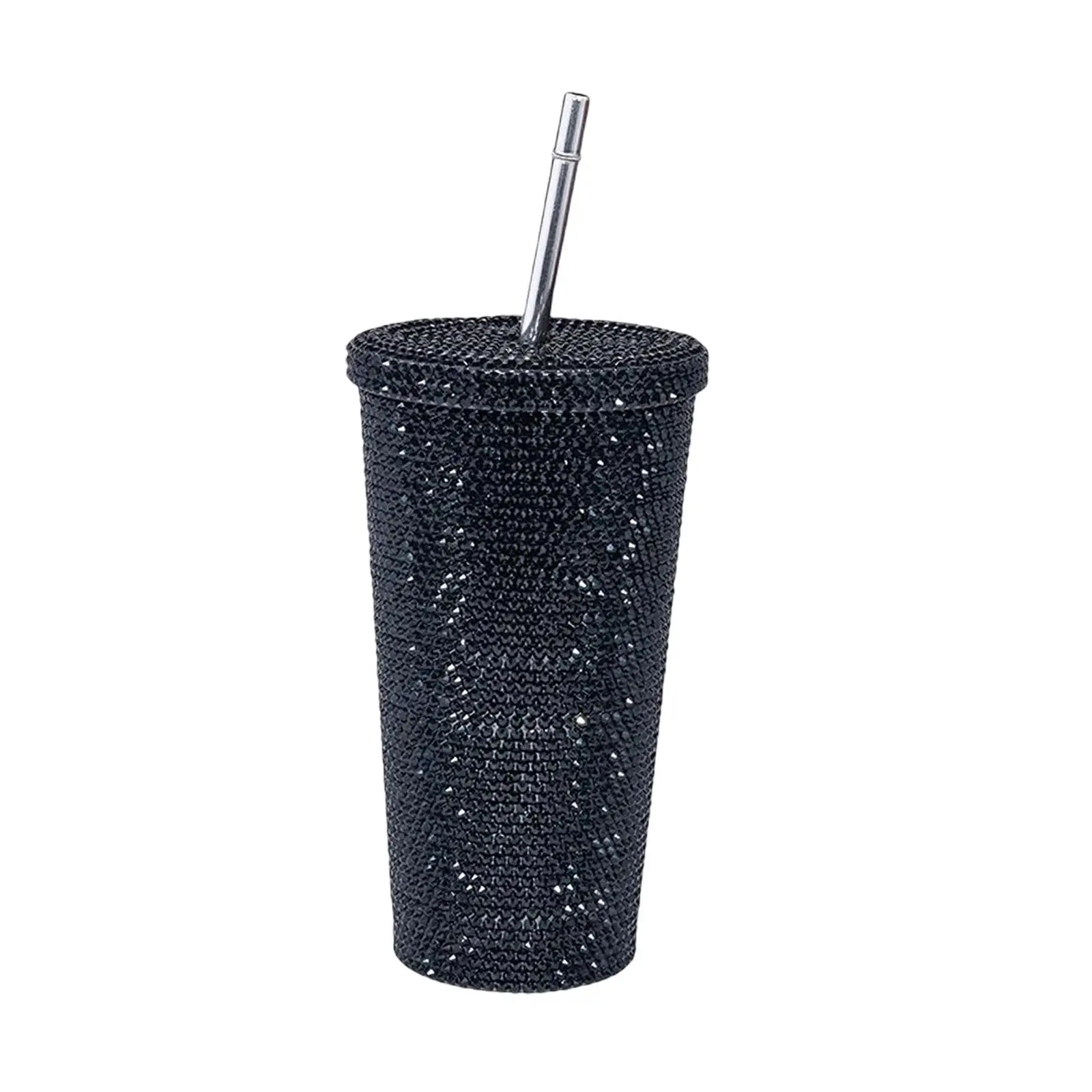 Studded Rhinestones Coffee Mug Stainless Steel Thermal Bottle Cup with Cleaning Brush Grade Reusable 500ml for Brew,