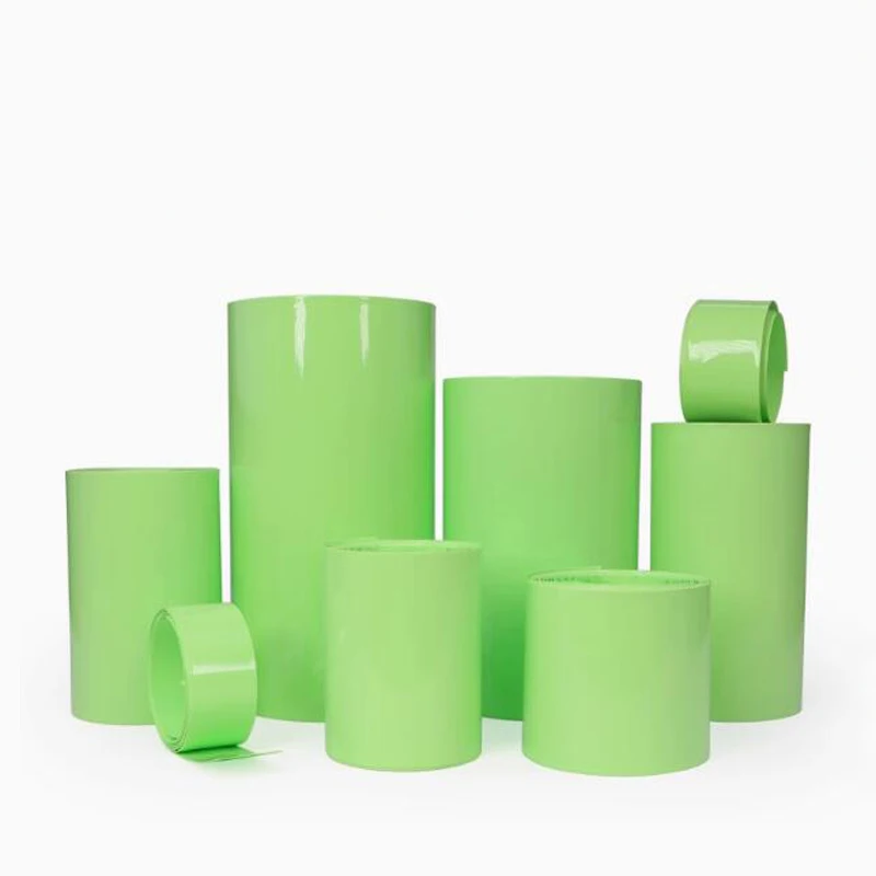 Manga termorretrátil de pvc verde fruta 18650 21700 32650 bateria manga embalagem isolamento película protetora filme retrátil