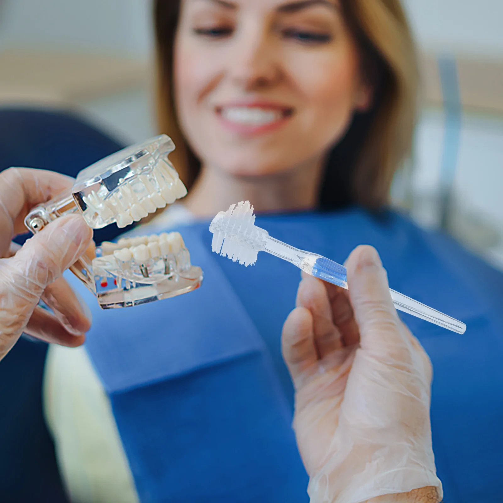 

3pcs Double Head Denture Brush Transparent For False Teeth Cleaning Tool Dual-Sided Toothbrush Multi-Tufted Angle Bristles Nylon