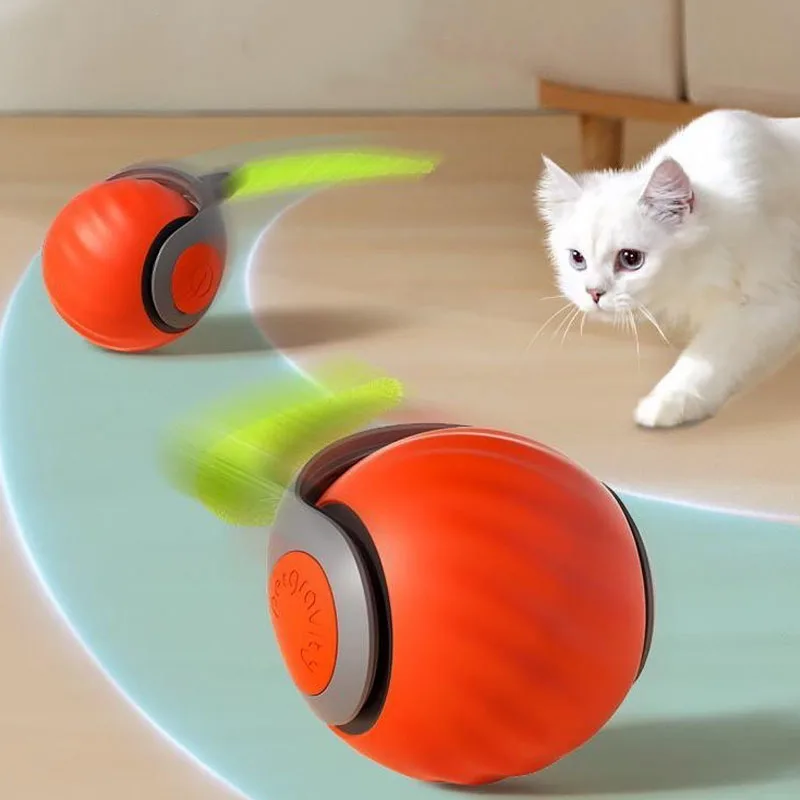 

New Interactive Cat Toys Ball Automatic Small Tail Rolling Ball USB Rechargeable Electric Pet Toy for Teaser and Training