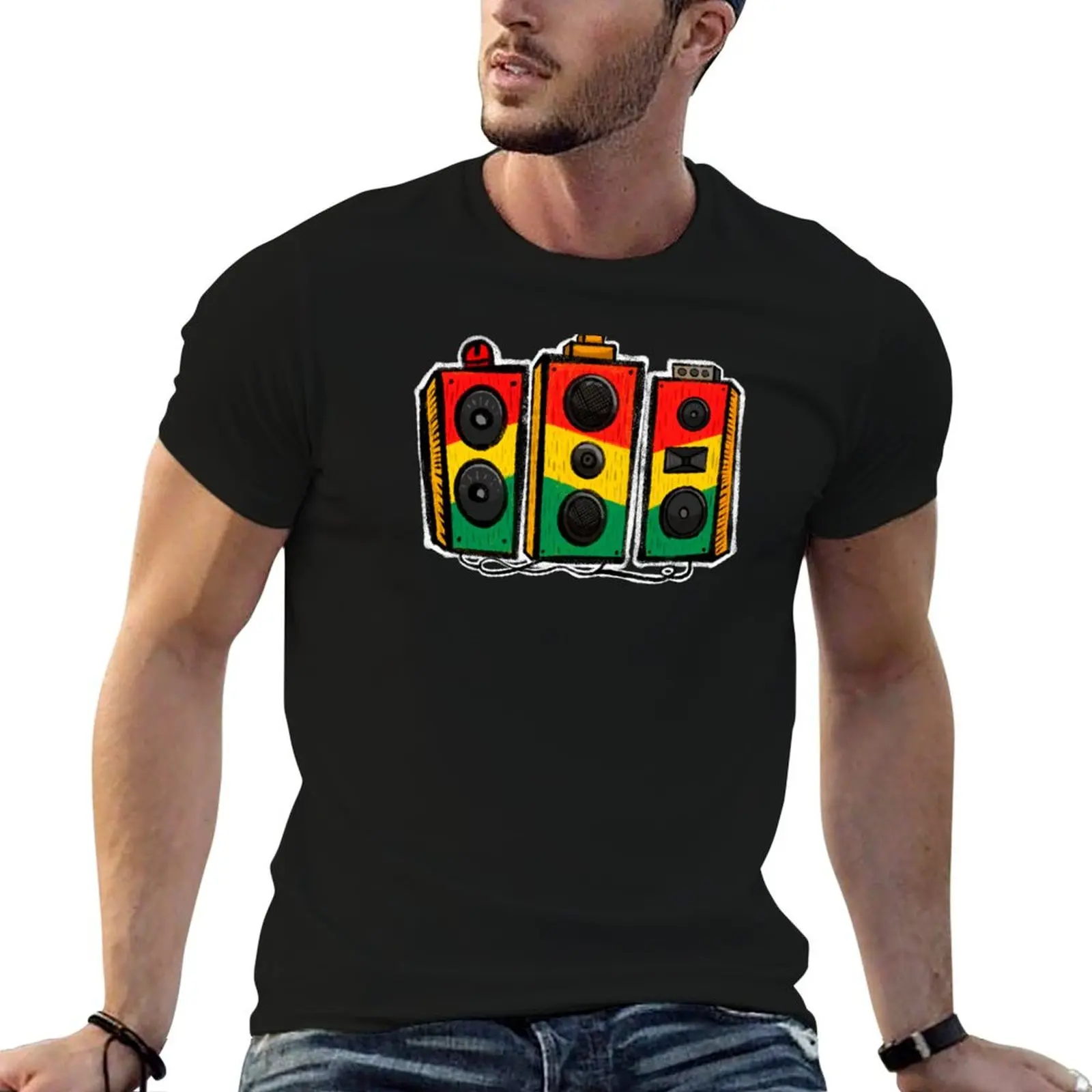 Reggae Sound System Jamaican Music T-Shirt cotton man t-shirts street wear Men's cotton t-shirt