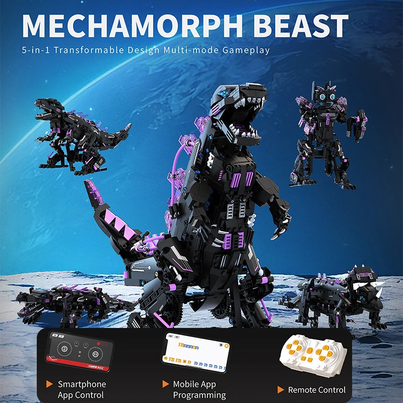 

935pcs Five-Change Mechanical Beast Model Building Blocks APP Remote Control Programmable MOC Assembly Bricks Ornaments Toys