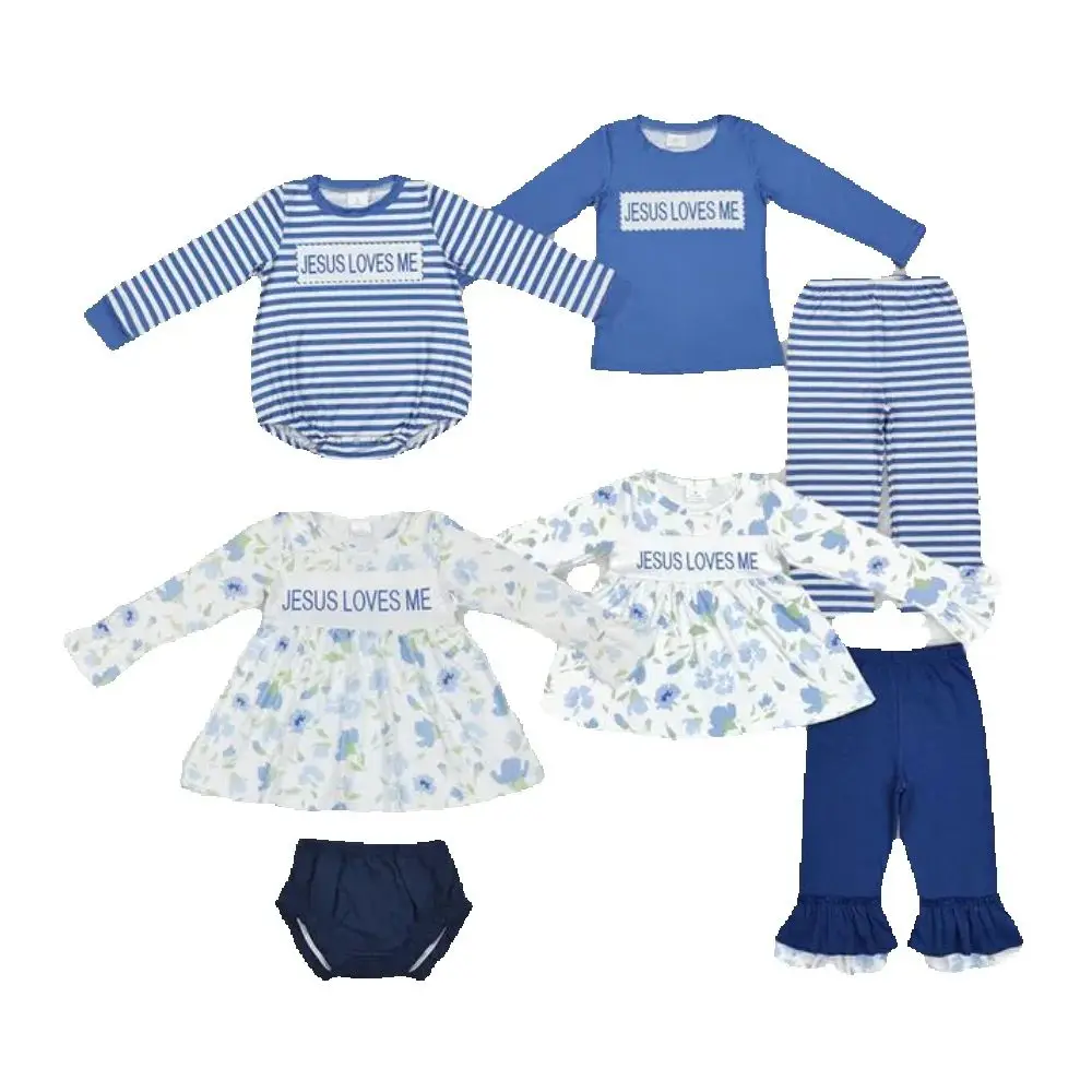 

Baby kids clothing Sibling summer girls and boys Sibling Baby Girls Boys Jesus Loves Me Rompers Flowers Clothes Sets