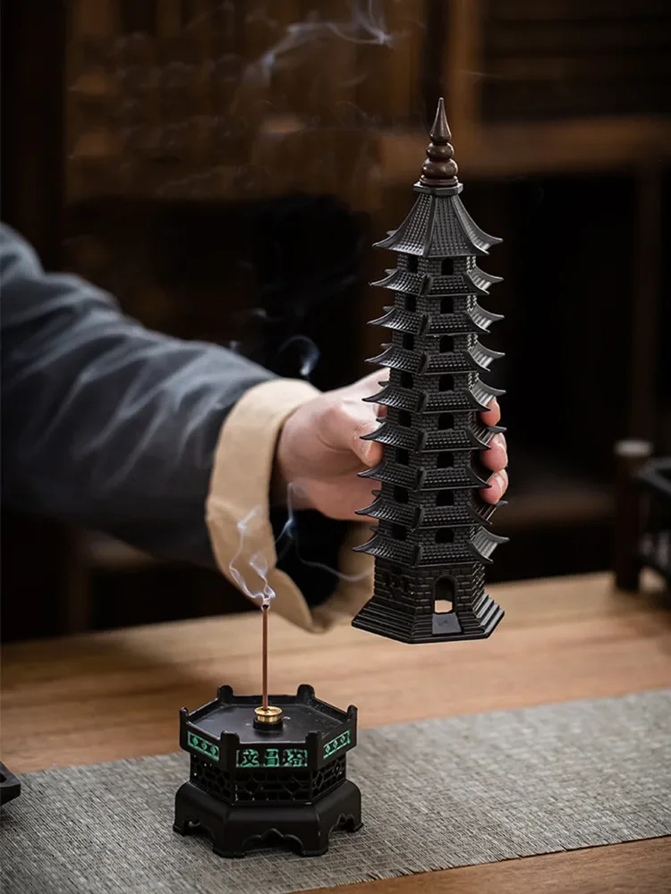 

Chinese Tower Design Incense Burners Outdoor Garden Fragrance Metal Incense Holder Stand Zen Garden Incensario Home Decor
