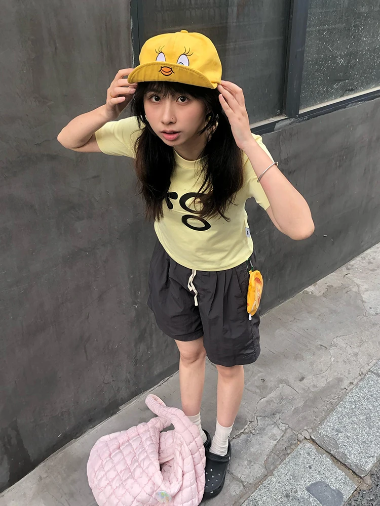 Tonngirls T-shirt stile coreano Donna Stampa grafica Top Y2k Vintage Top anni 2000 Estetica giapponese Tee Tops Estate Grunge Tees