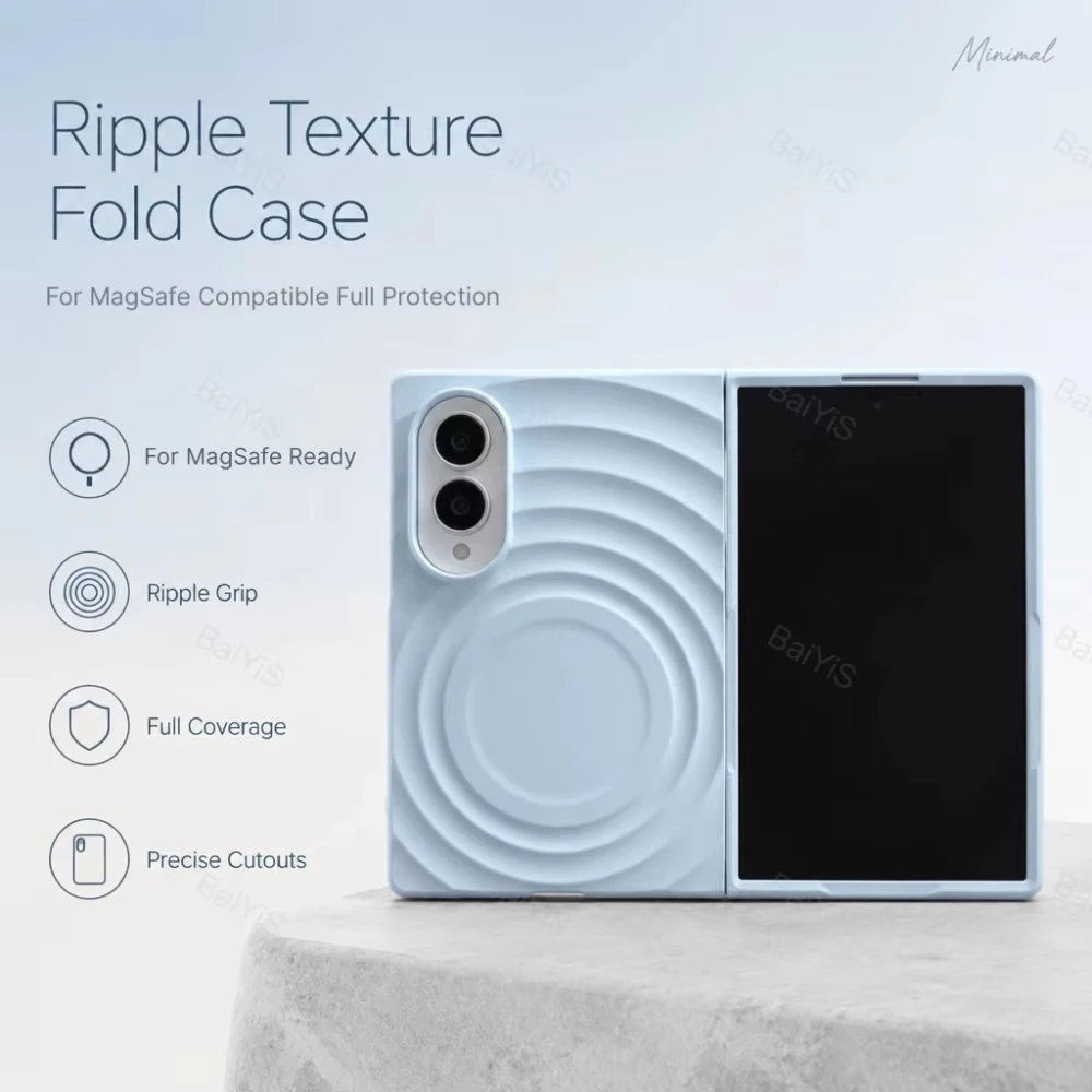Fashion Ripple Skin Friendly PC Magnetic Case For Samsung Galaxy Z Fold 8 Wide For MagSafe Wireless Charging Matte Protect Cover