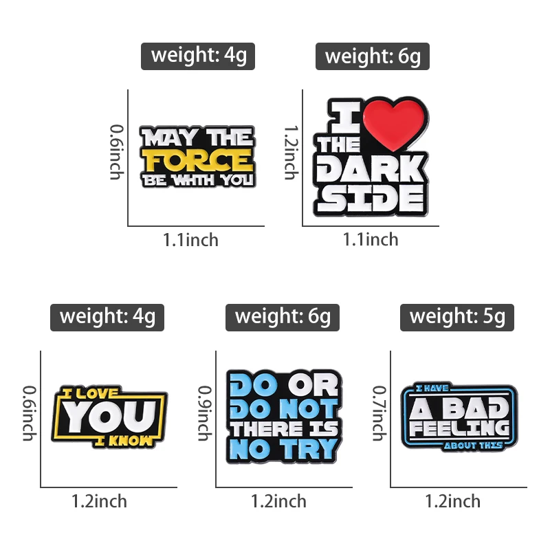 Sci-fi Movies Enamel Pins May The Force Be With You Brooches Briefcase Lapel Badges Funny Jewelry Best Gift for Fans Friends image 2