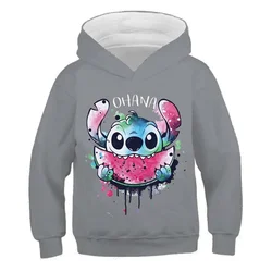 Stitch Children's Cotton Sweatshirts Spring Autumn Long Sleeves Hoodies Clothes Boys And Girls Stich Cartoon Casual Hooded Tops