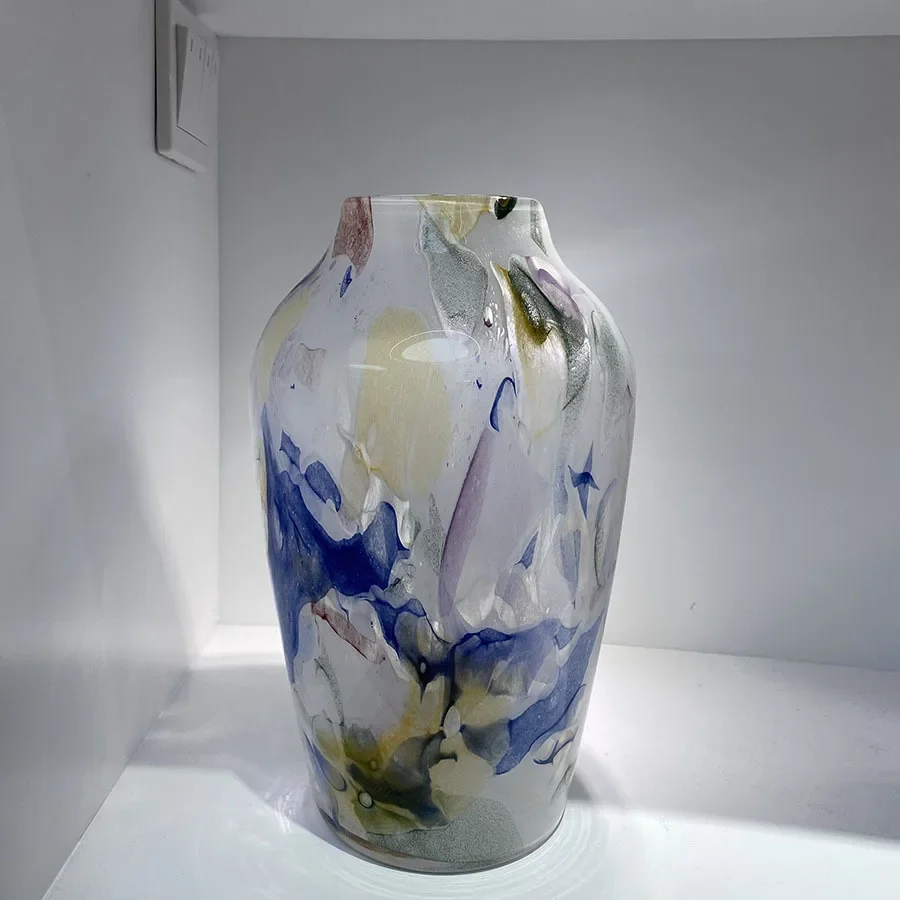 

CLL Gentle Pink Glazed Pre-made Handmade Vase Art Table Decoration Flower Arrangement Ornament Glass Bottle