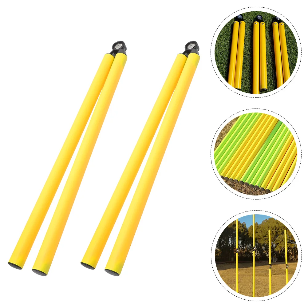 2 Pcs Soccer Training Equipment Football Rod Supplies Man Tool Aids Folding Pole Yellow Agility Drill