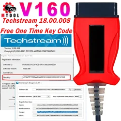 Techstream 18.00.008 con código de llave de una sola vez libre V160 apto para Toyota TIS para Vida 2014D OBD Cable SDD V164 PRO para Toyota/Lexus