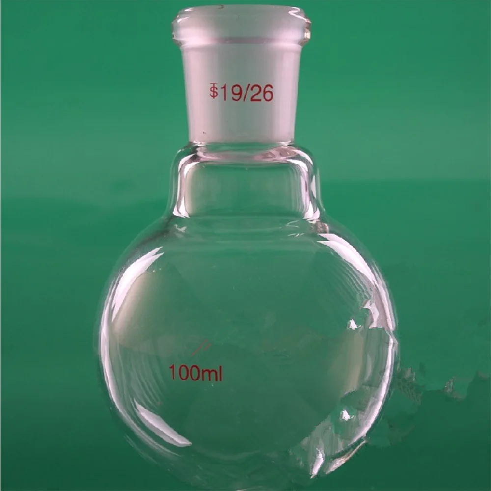 50 мл, 100 мл, 250 мл, 500, 1000, 2000,5000 мл 19/26, одногорлая, стеклянная колба с круглым дном, одного шеи, лабораторные принадлежности для химических сосудов