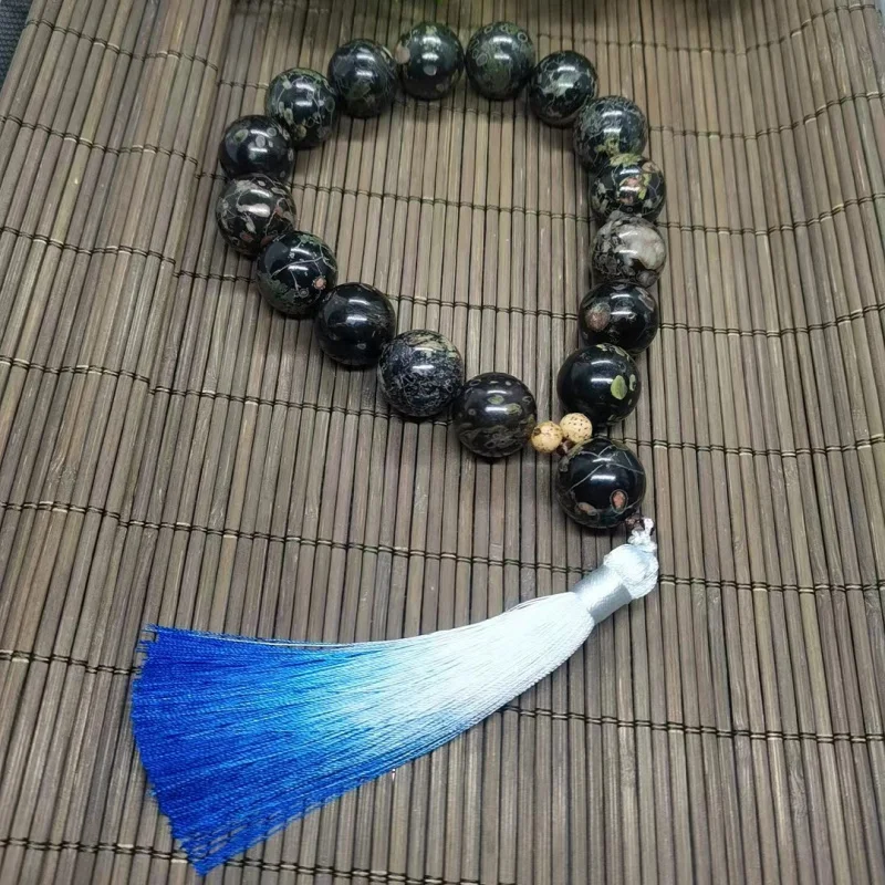 Plum 18-Word Handheld Buddhist Prayer With Magnetic Bracelet Peach Blossom Jade Round Twist Beads