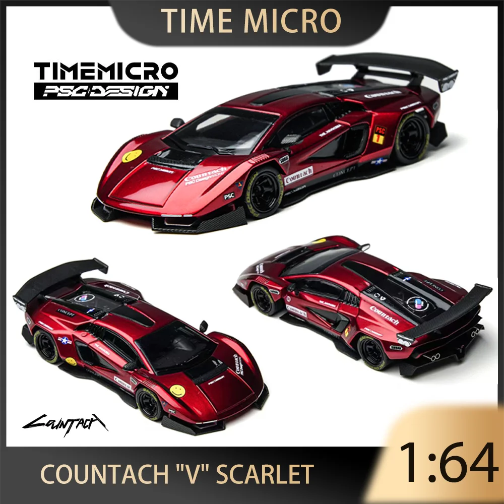 

Time Micro PSC DESIGN 1:64 Lamborghini Countach "V" Scarlet Alloy Diecast Car Model Collection Children's Toys Gifts