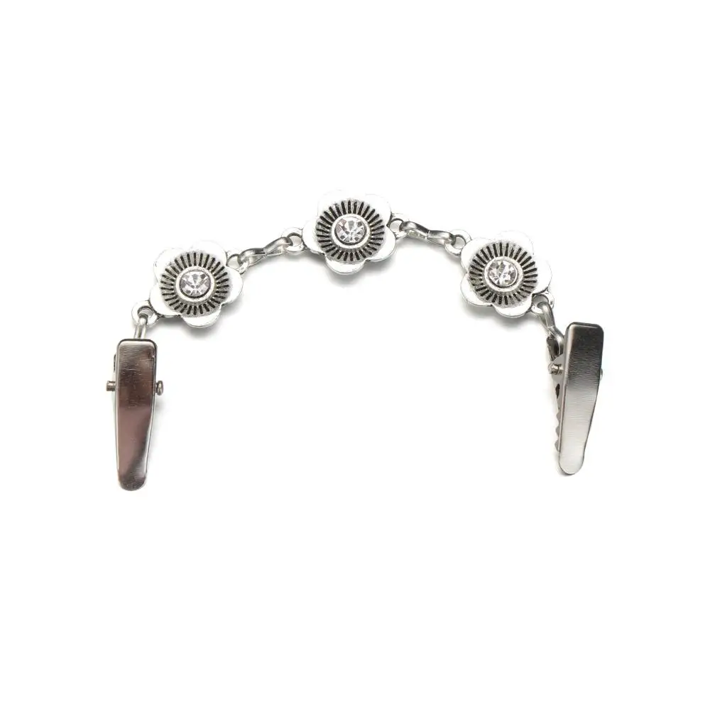 Trendy Charm Gift Shirt Collar New Rhinestone Flower Shawl Brooch Duck Clip Clasps Sweater Blouse Pin Cardigan Clip